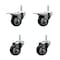 Service Caster 3 Inch Black Polyurethane Swivel 34 Inch Threaded Stem Caster Set 2 Total Lock Brakes SCC-TSTTL20S314-PPUB-BLK-34212-2-S-2 - alternate 1